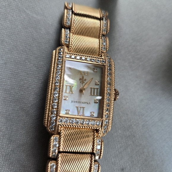 Judith Ripka Stainless Steel Gold Plate Diamonique Watch - Picture 2 of 6